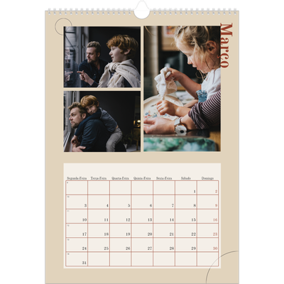 Calendário A3 — Texto assimétrico [Março]