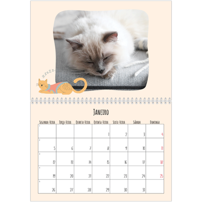 Calendário A4 duplo — Patas de gato e garatujas [Janeiro]