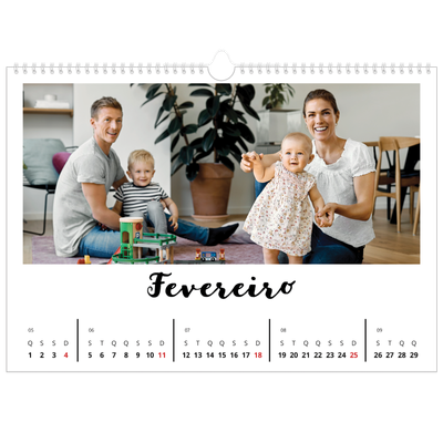 Calendário A3 Horizontal — Escrito à mão [Fevereiro]