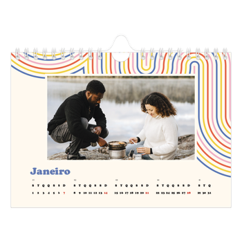 Calendário de Fotografias A5 Paisagem — Linhas retro