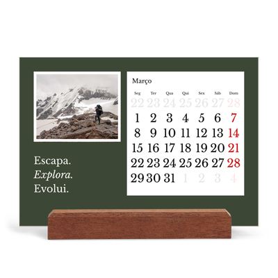 Calendário de mesa com suporte em madeira - horizontal  — Terra editorial [Março]