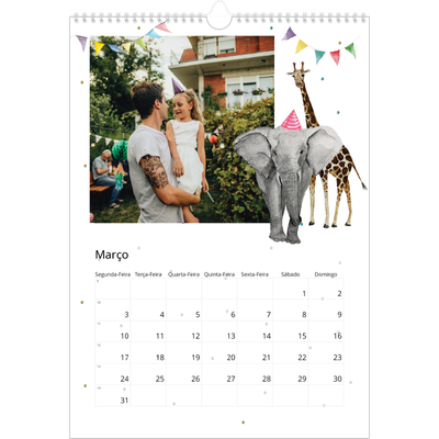 Calendário A3 — Animais em aguarela [Março]