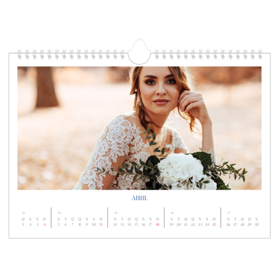 Calendário A4 horizontal — Clássico cobalto [Abril]