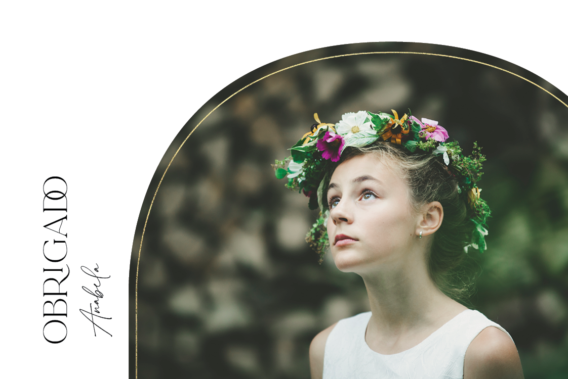 Cartões de agradecimento — Moldura em arco em marfim