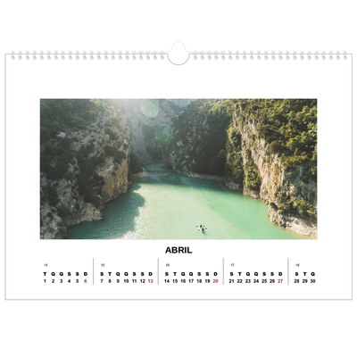 Calendário A3 Horizontal — Fotografia simples [Abril]