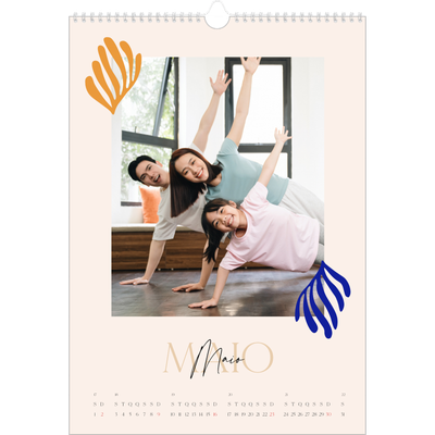 Calendário A3 — Coral minimalista [Maio]