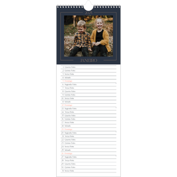 Calendário fino (15 x 40 cm) — Azul da Prússia