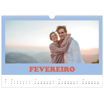 Calendário A3 Horizontal — Molduras retro [Fevereiro]