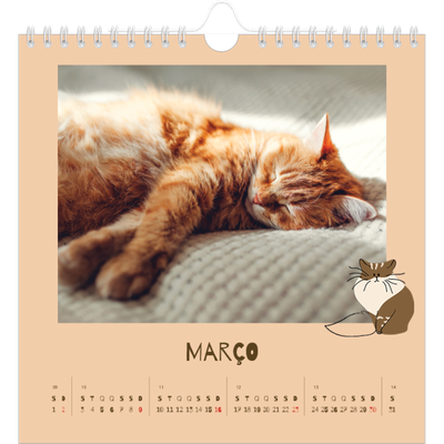 Calendário quadrado — Gatinho brincalhão [Março]