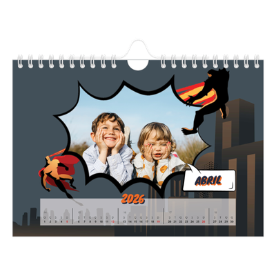 Calendário A5 horizontal — Banda desenhada [Abril]