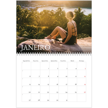 Calendário fotográfico duplo A4 — Serifa simples