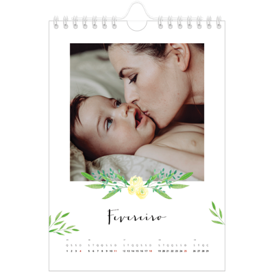 Calendário A5 — Ilustrações de flores [Fevereiro]