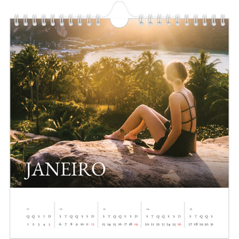 Calendário fotográfico quadrado — Serifa simples