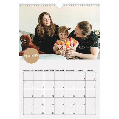 Calendário A3 — Autocolante de fotografia [Fevereiro]