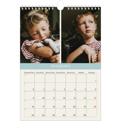 Calendário fotográfico A4 — Capítulos pastel [Fevereiro]