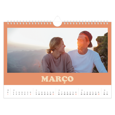 Calendário A4 horizontal — Molduras retro [Março]