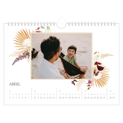 Calendário A4 horizontal — Boho [Abril]