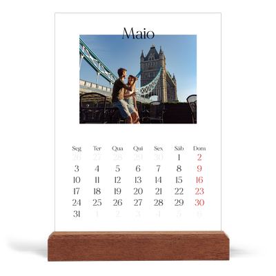 Calendário de mesa com suporte em madeira - vertical  — O meu diário de viagem [capa]