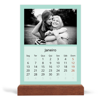 Calendário de mesa com suporte em madeira - vertical — Neo Scandi