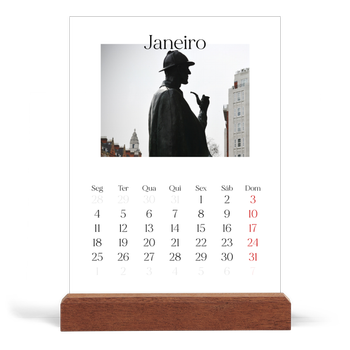Calendário de mesa com suporte em madeira - vertical — O meu diário de viagem