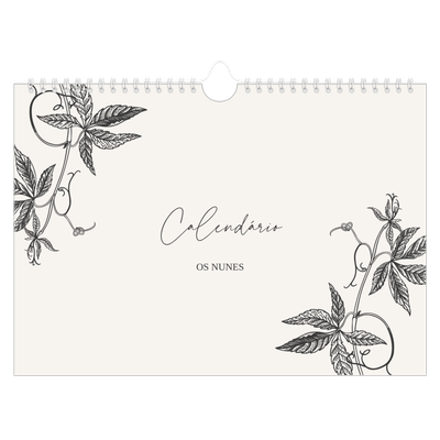 Calendário A4 horizontal — Tinta e hera [capa]