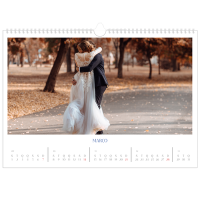 Calendário A3 Horizontal — Clássico cobalto [Março]