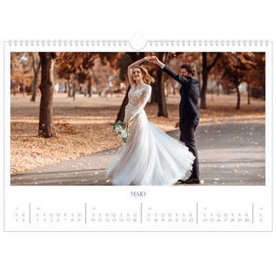 Calendário A3 Horizontal — Clássico cobalto [Maio]