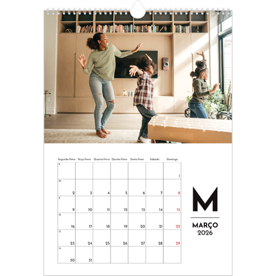 Calendário A3 — Destaque da letra [Março]