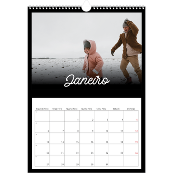 Calendário fotográfico A3 — Preto mínimo