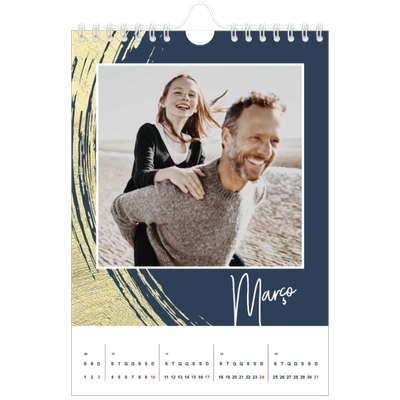 Calendário A5 — Fundos com pincel dourado [Março]