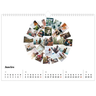 Calendário A3 Horizontal — Formas de colagem [Janeiro]