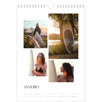 Calendário fotográfico A4 — Pôr do sol surfista