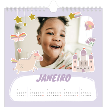 Calendário fotográfico quadrado — Unicórnio arco-íris