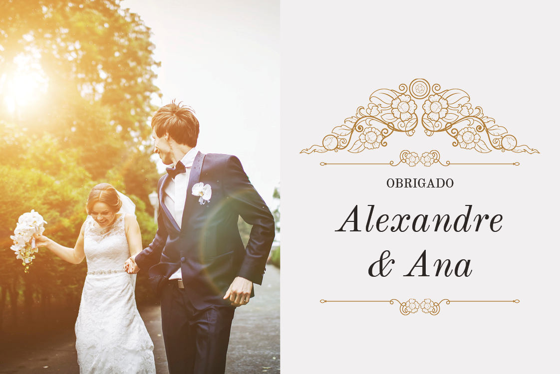 Cartões de agradecimento — Clássico branco e dourado