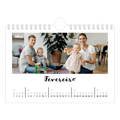 Calendário A5 horizontal — Escrito à mão [Fevereiro]