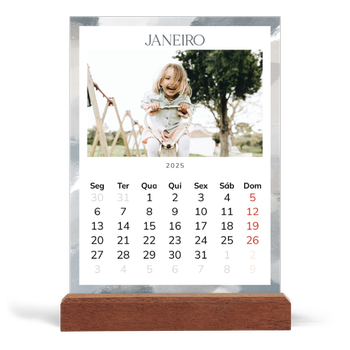 Calendário de mesa com suporte em madeira - vertical — Efeito de pincel