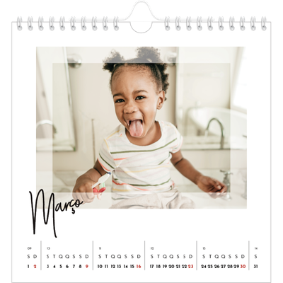 Calendário quadrado — Moldura transparente [Março]