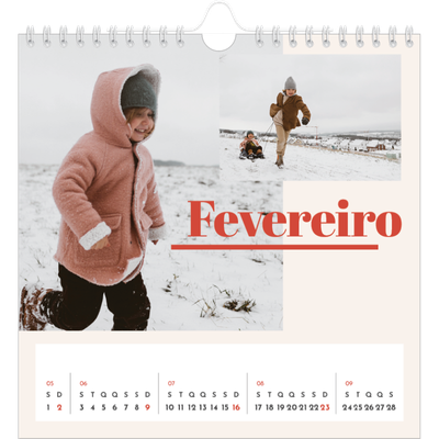 Calendário quadrado — Nostalgia dos anos 90 [Fevereiro]