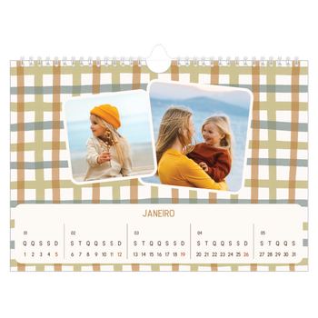 Calendário de Fotografias A4 Paisagem — Padrões retro