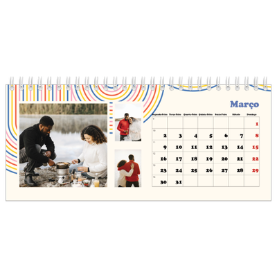 Calendários de mesa — Linhas retro [Março]