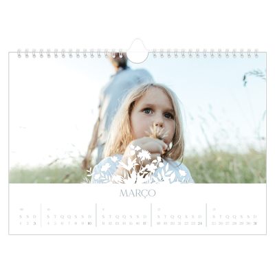 Calendário A4 horizontal — Motivo floral [Março]