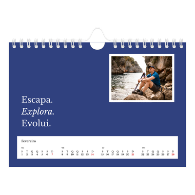 Calendário A5 horizontal — Terra editorial [Fevereiro]