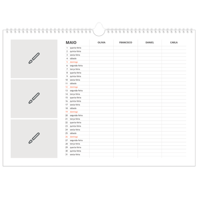 Calendário de família horizontal A3 — Desenhe o seu próprio produto - Família de 4 [capa]