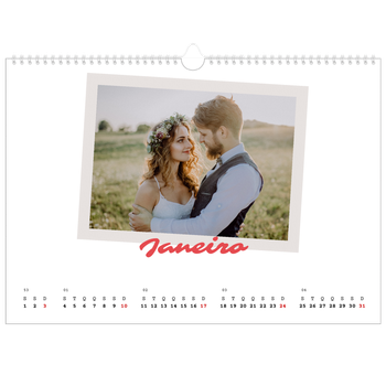 Calendário fotográfico horizontal A3 — Assinado a carmim