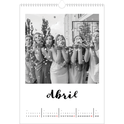 Calendário fotográfico A4 — Escrito à mão [Abril]