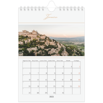 Calendário A5 — Faixa de script dourada