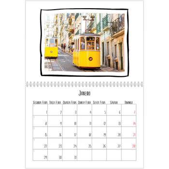 Calendário fotográfico duplo A4 — Momentos de álbum de recortes