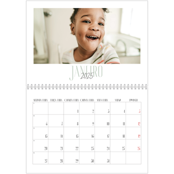 Calendário fotográfico duplo A4 — Tipografia mista