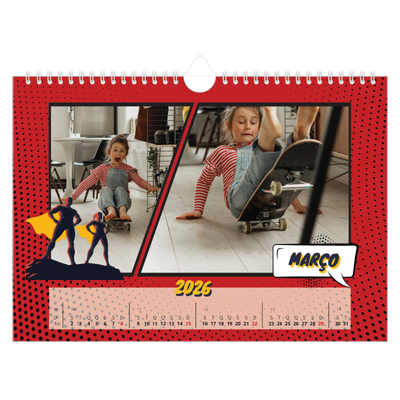 Calendário A4 horizontal — Banda desenhada [Março]