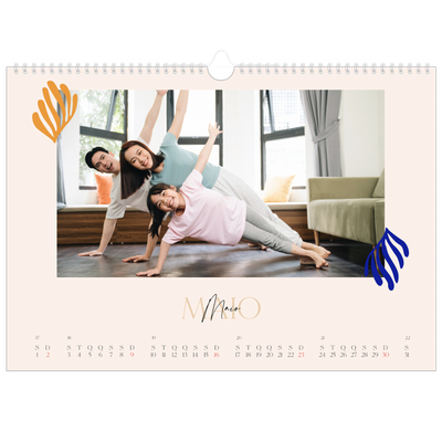 Calendário A3 Horizontal — Coral minimalista [Maio]
